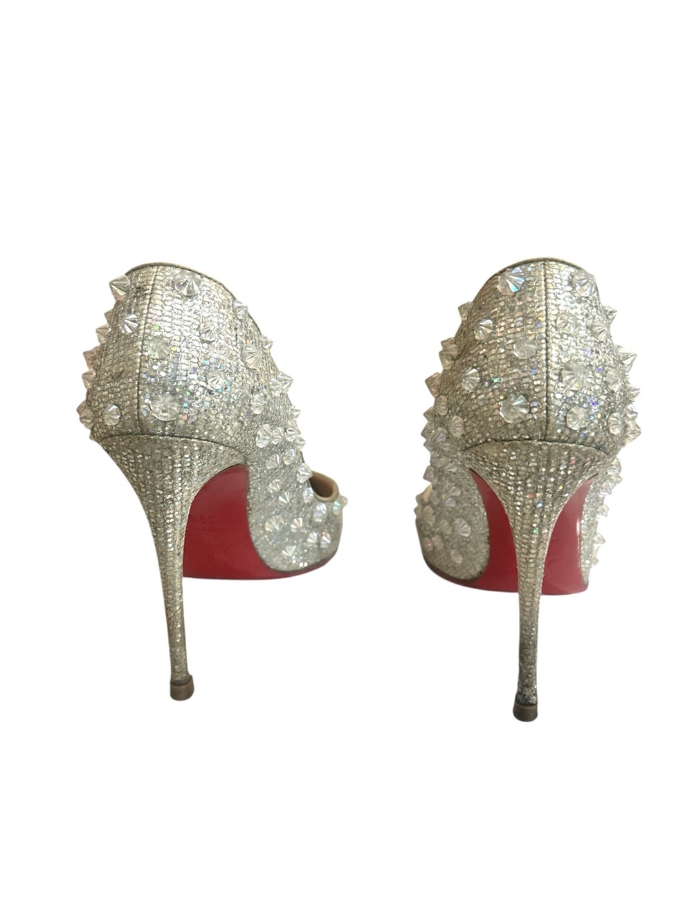 Christian Louboutin Spiked Aurora Crystal Stud Red Bottom Pumps Heels - Picture 6 of 8